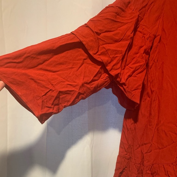 Plus Sized Ruffle Sleeved Rust Dress NWT - Picture 4 of 7